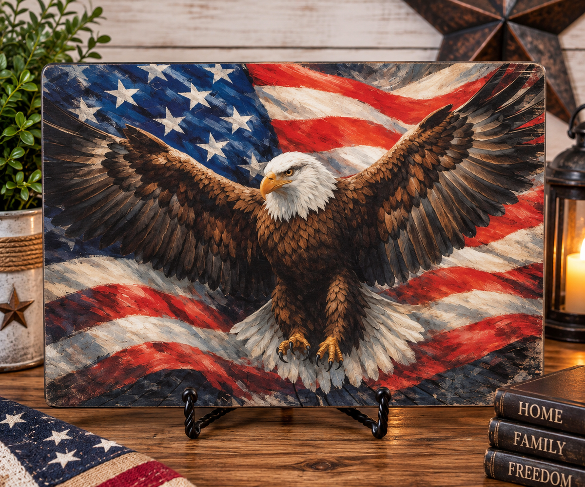 Eagle and Weathered Flag Cutting Board