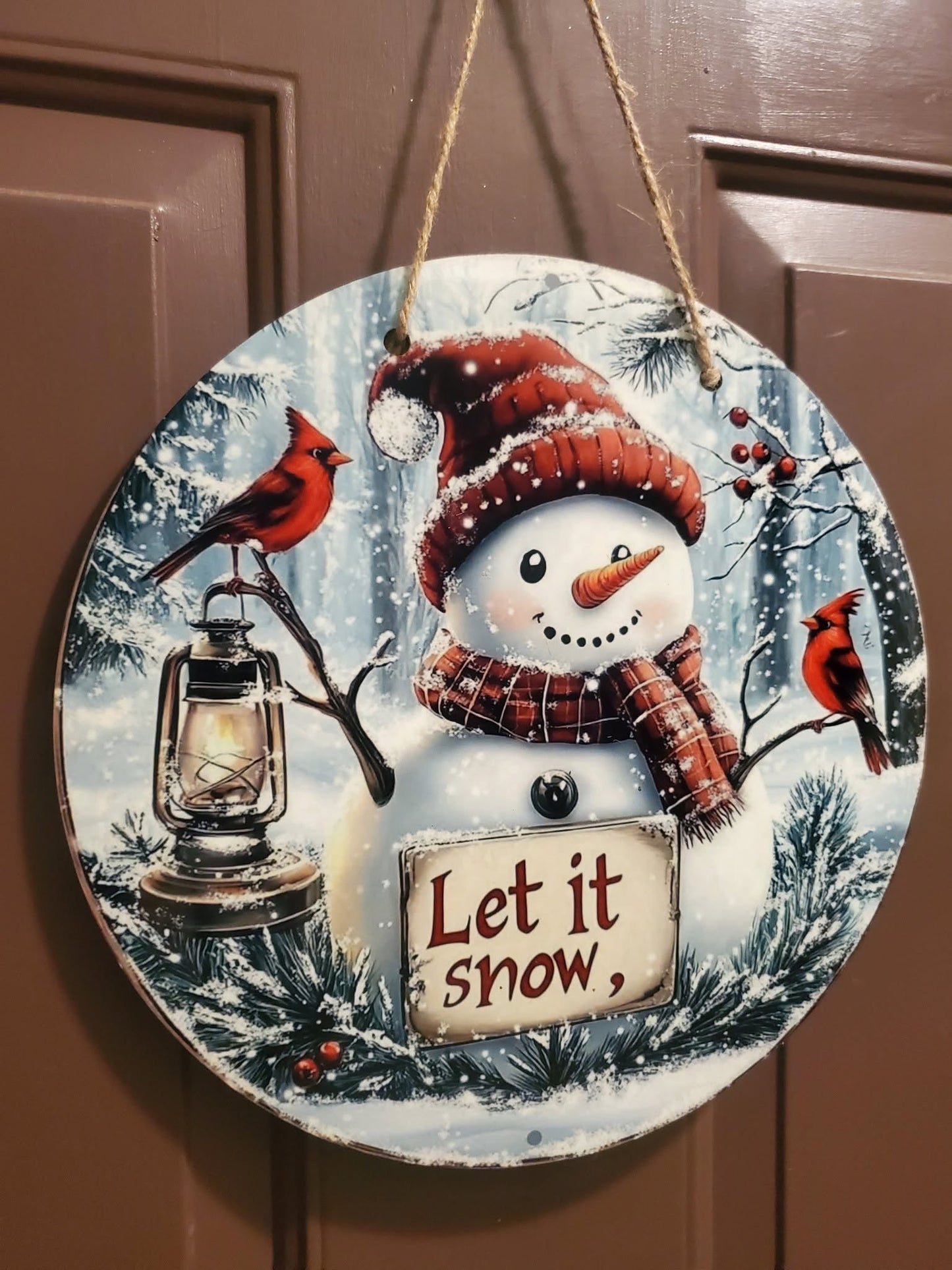 Let It Snow Snowman and Cardinals