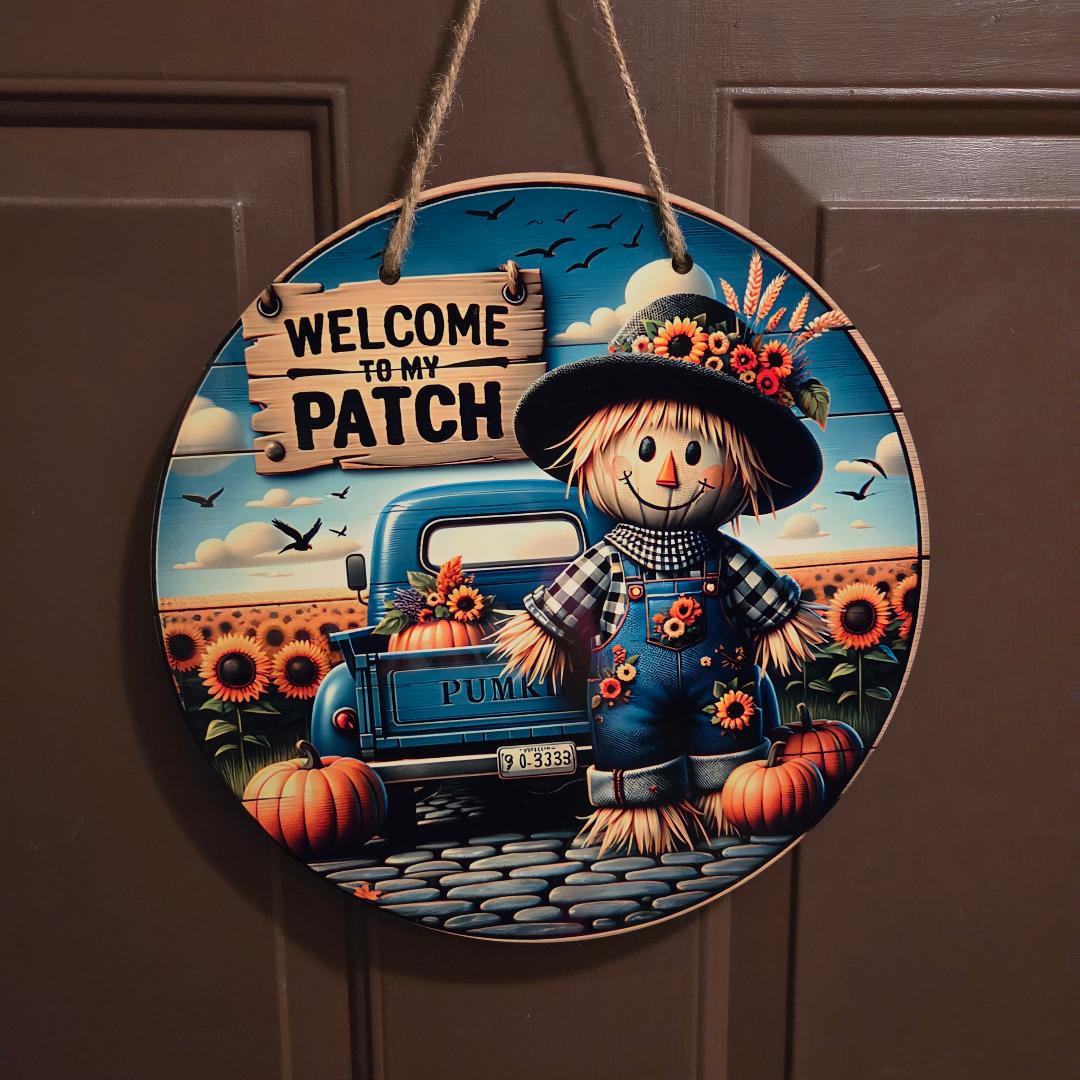 Scarecrow Patch Door Sign