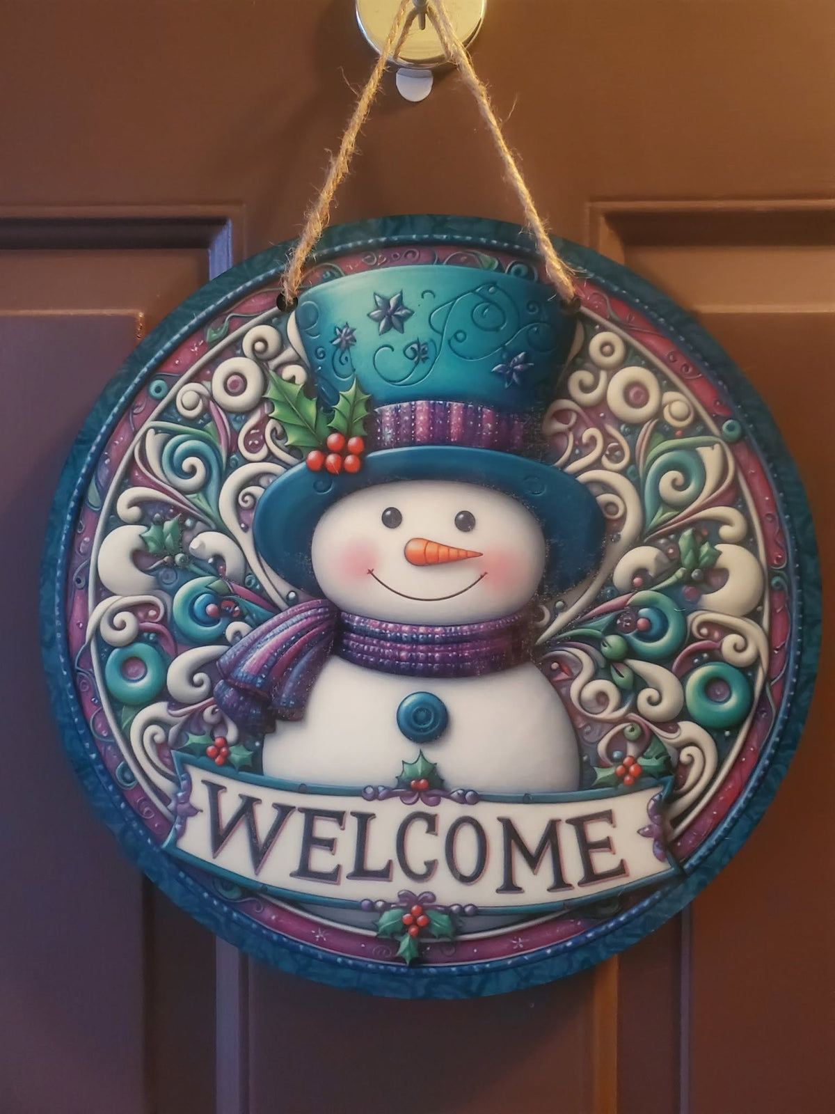Teal Purple Snowman