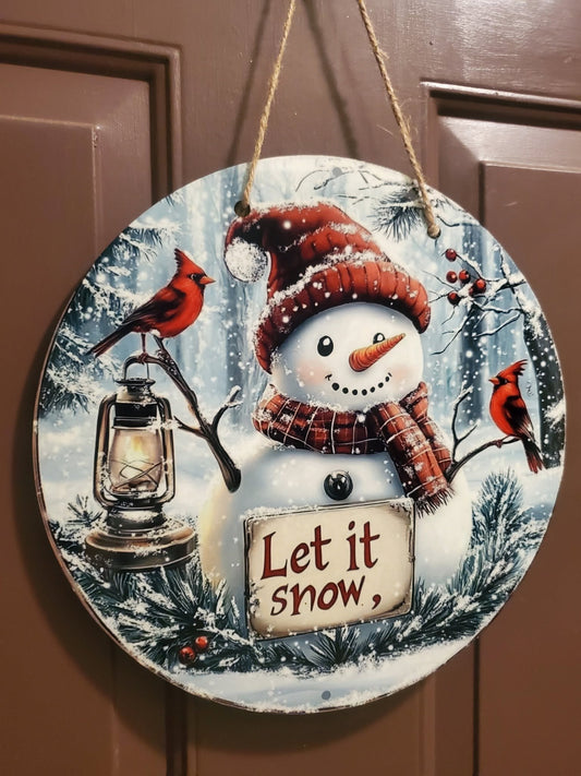 Let It Snow Snowman and Cardinals