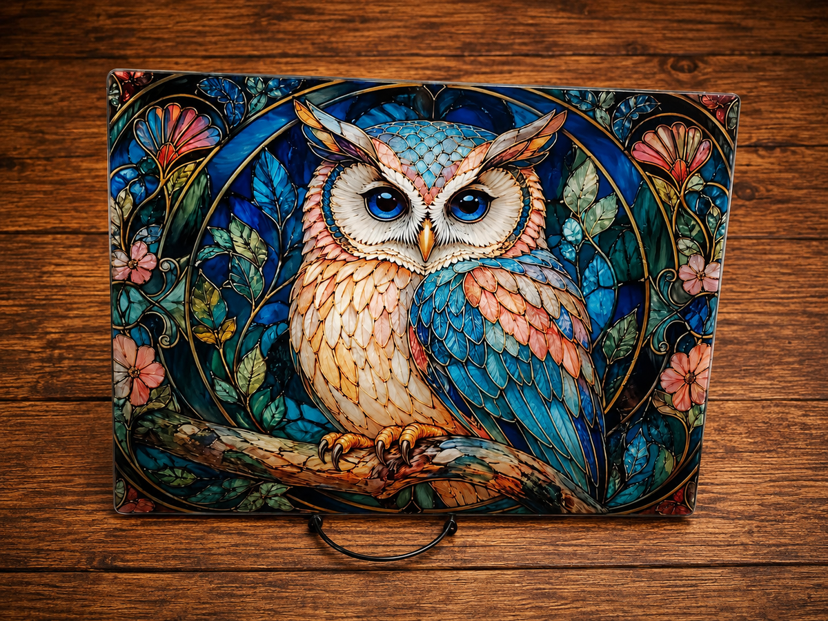 Owl Stained Glass Cutting Board