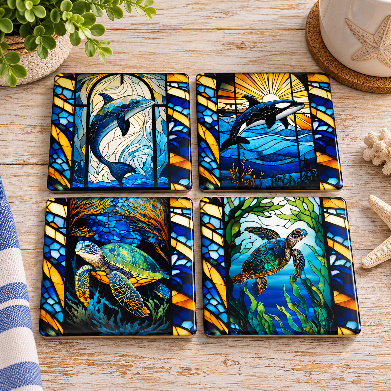 Stained Glass Ocean Life
